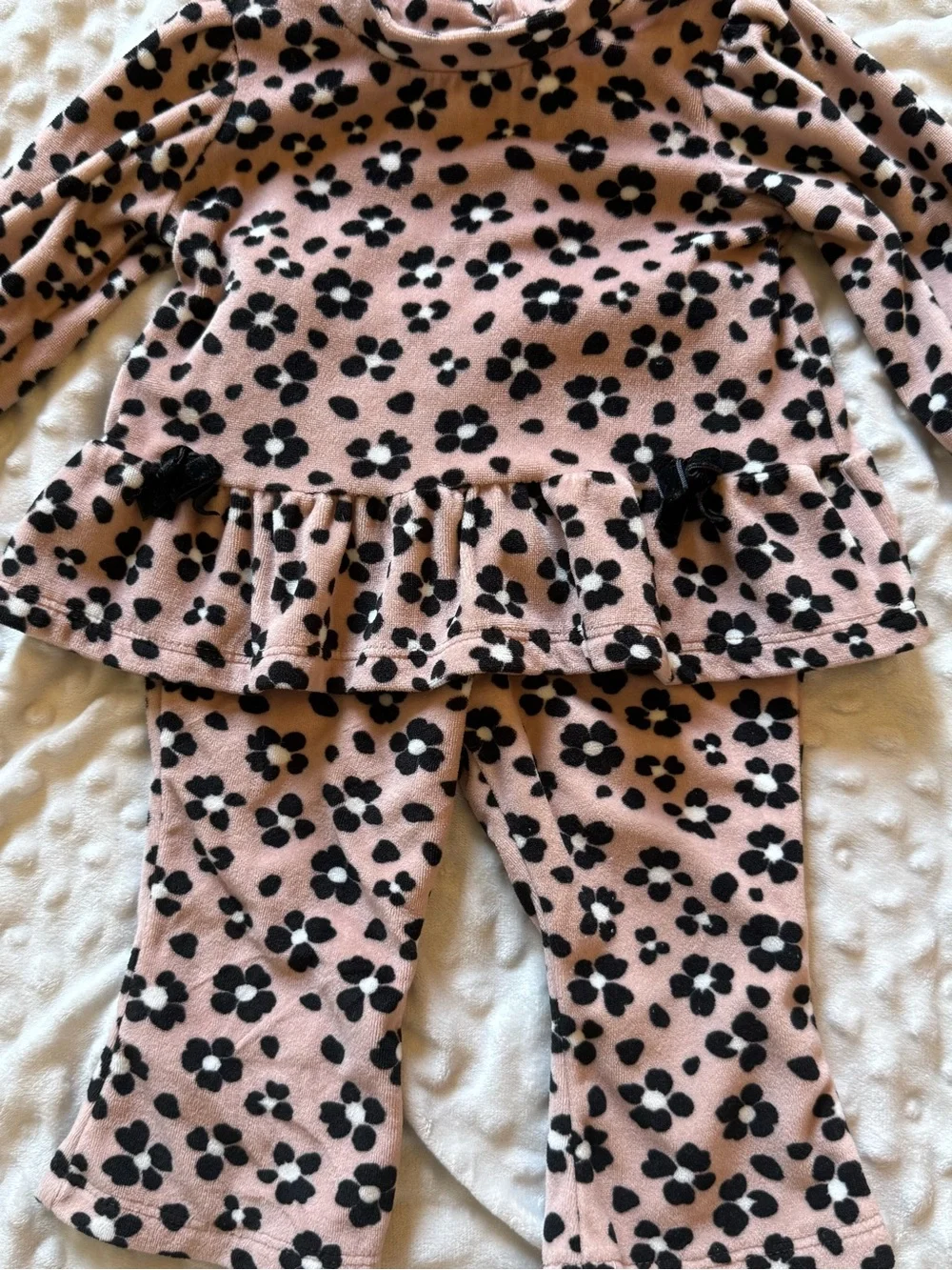 Little Lass Pink Floral fleece set - Picture 2 of 4